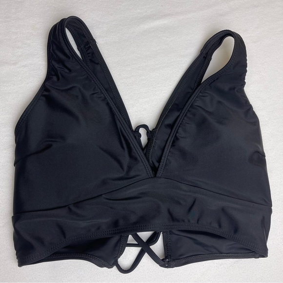 NEW Lace Up Swimsuit Top Black - Picture 7 of 16